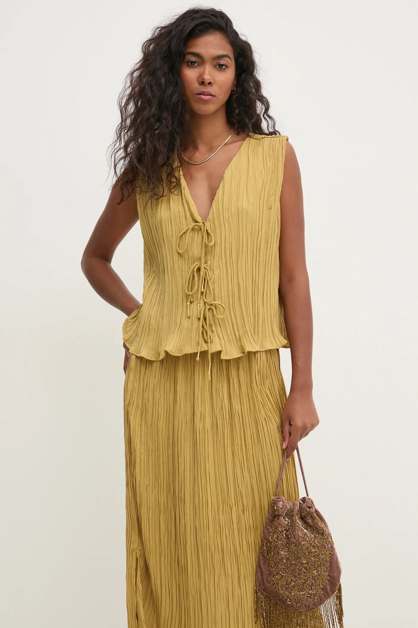 Hoss Intropia bluza femei, culoarea galben, neted, 5878031