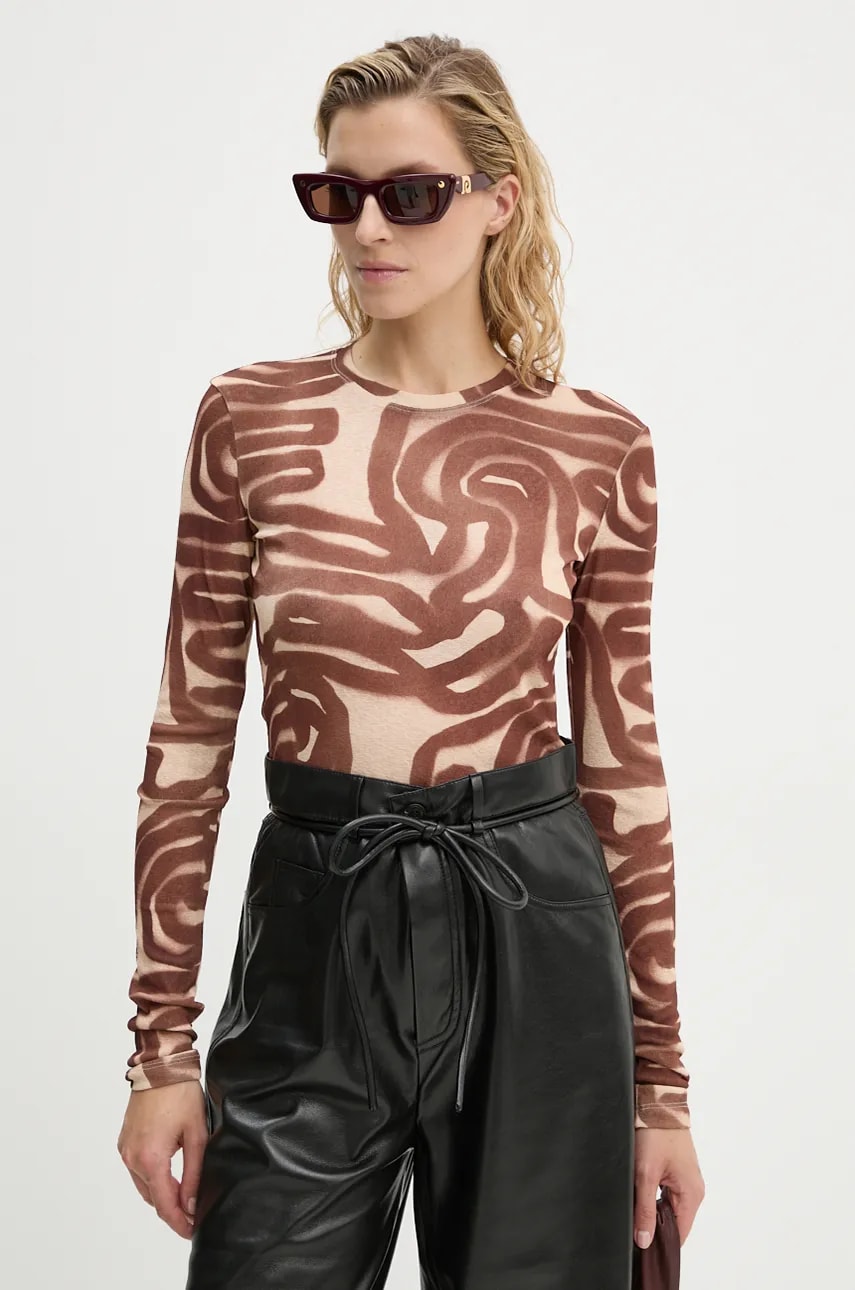 Nanushka longsleeve LYMEE culoarea maro, NW24PFTP15215