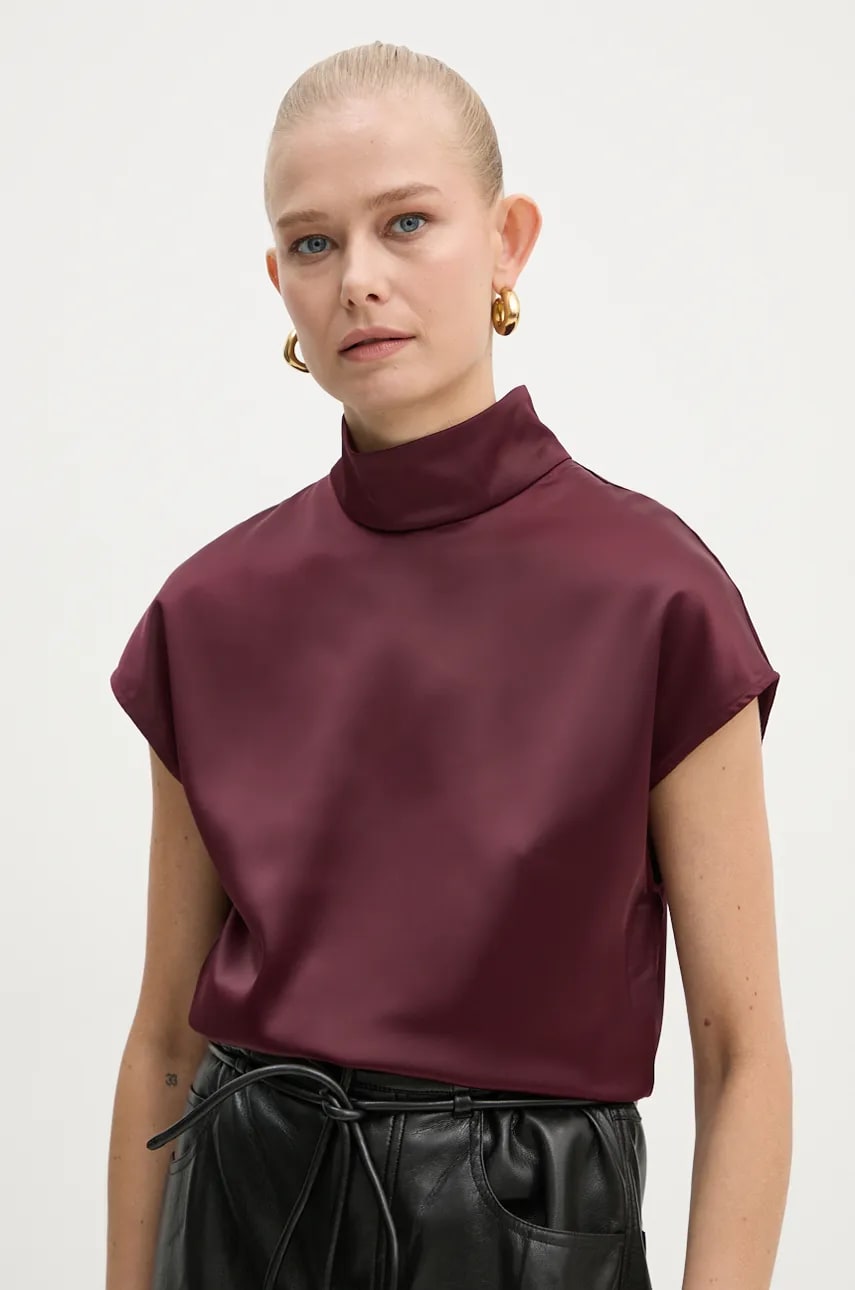 AERON bluza femei, culoarea bordo, neted, TO554535