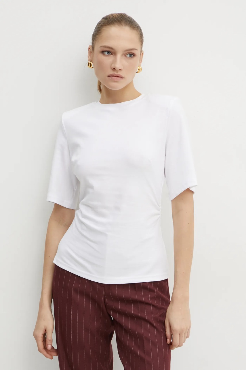 La Mania tricou din bumbac LOGAN femei, culoarea alb, LM.LOGAN