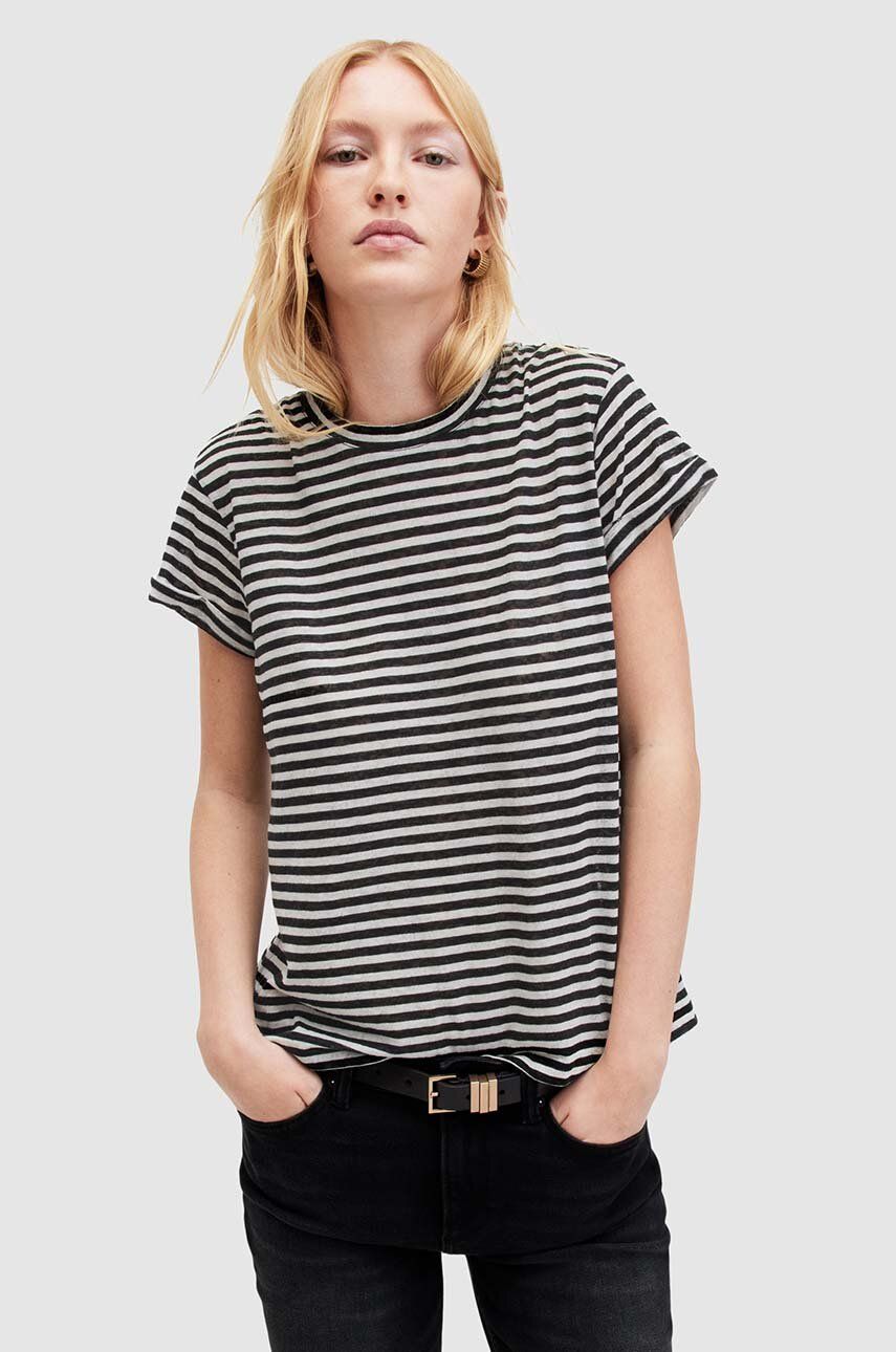 AllSaints tricou ANNA STRIPE TEE culoarea alb, WM228Z