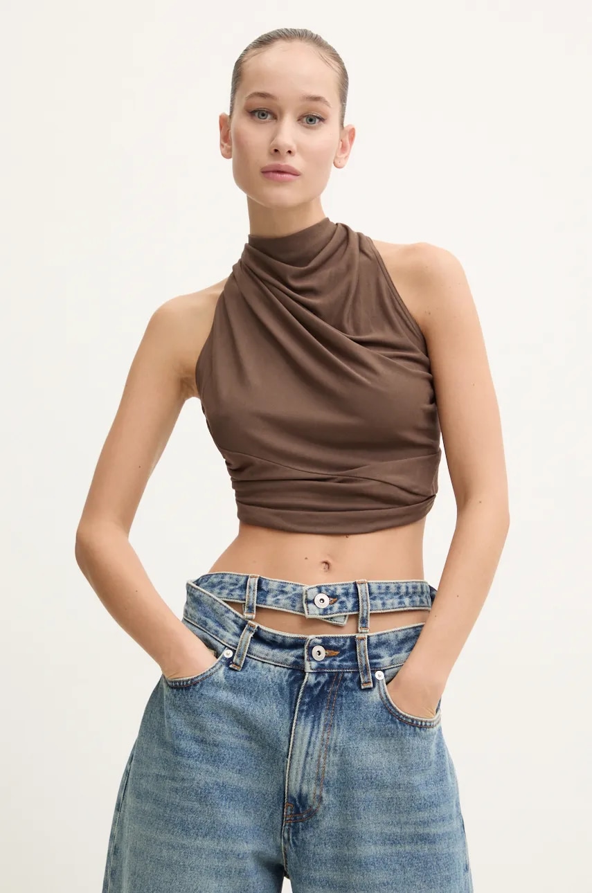 Rick Owens Lilies bluza femei, culoarea maro, neted, LI02D5121RV Rick Owens Lilies bluza femei, culoarea maro, neted, LI02D5121RV
