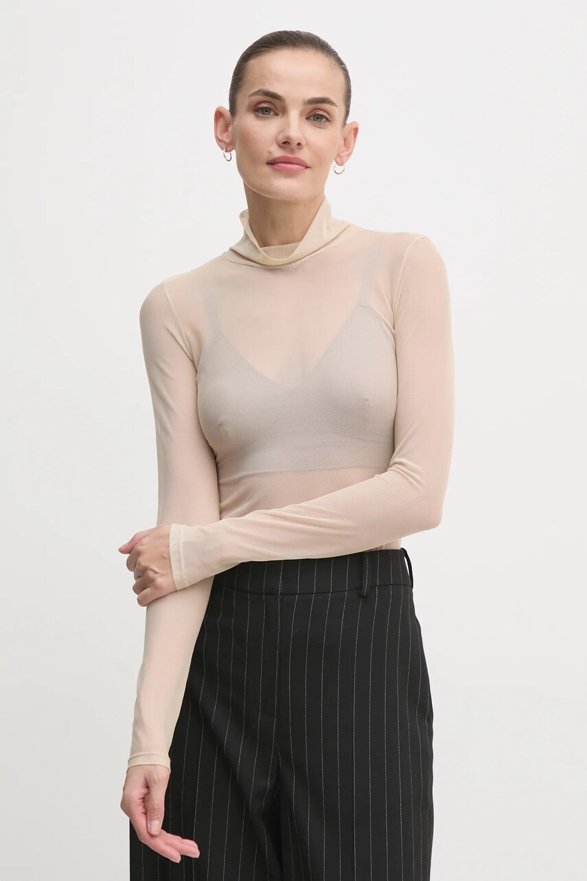 Artigli bluza femei, culoarea bej, neted, ACTS000431