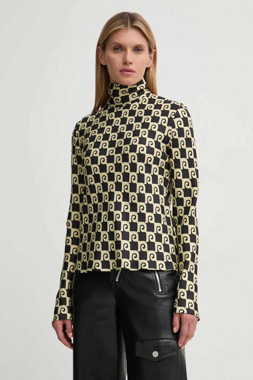 Nanushka bluza de matase MIKELA culoarea negru, modelator, NW24FWTP40600 Nanushka bluza de matase MIKELA culoarea negru, modelator, NW24FWTP40600