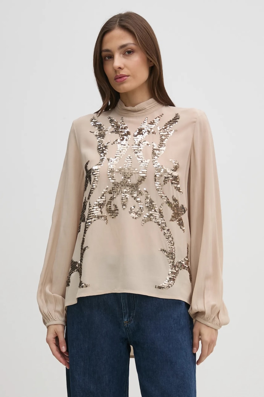 Hoss Intropia bluza femei, culoarea bej, cu imprimeu, 6288727 Hoss Intropia bluza femei, culoarea bej, cu imprimeu, 6288727