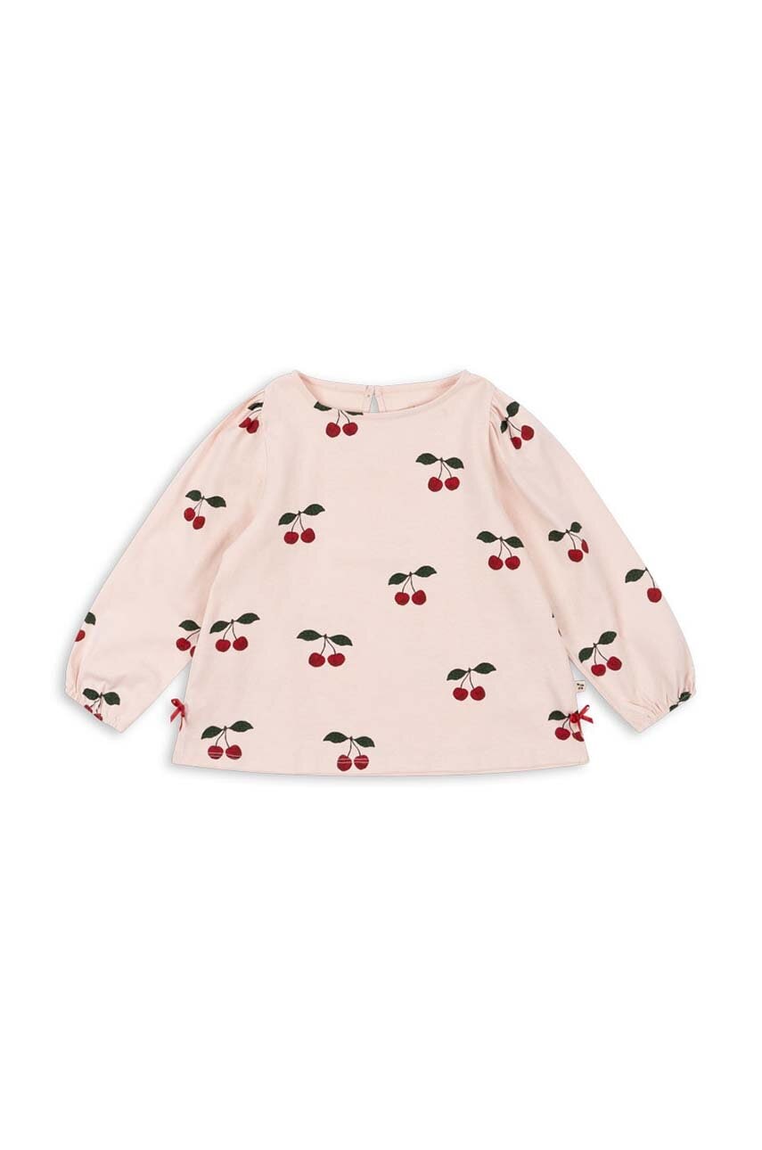 Konges Sløjd bluza de bumbac pentru copii DREY SLIT TEE GOTS culoarea bej, modelator, KS101490 Konges Sløjd bluza de bumbac pentru copii DREY SLIT TEE GOTS culoarea bej, modelator, KS101490