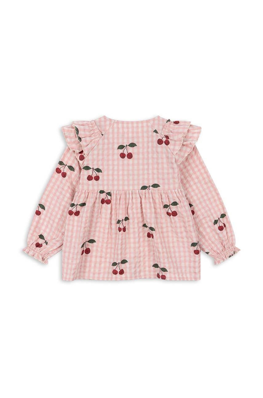 Детская хлопковая блузка Konges Sløjd KIM FRILL BLOUSE GOTS цвет розовый узор KS101546