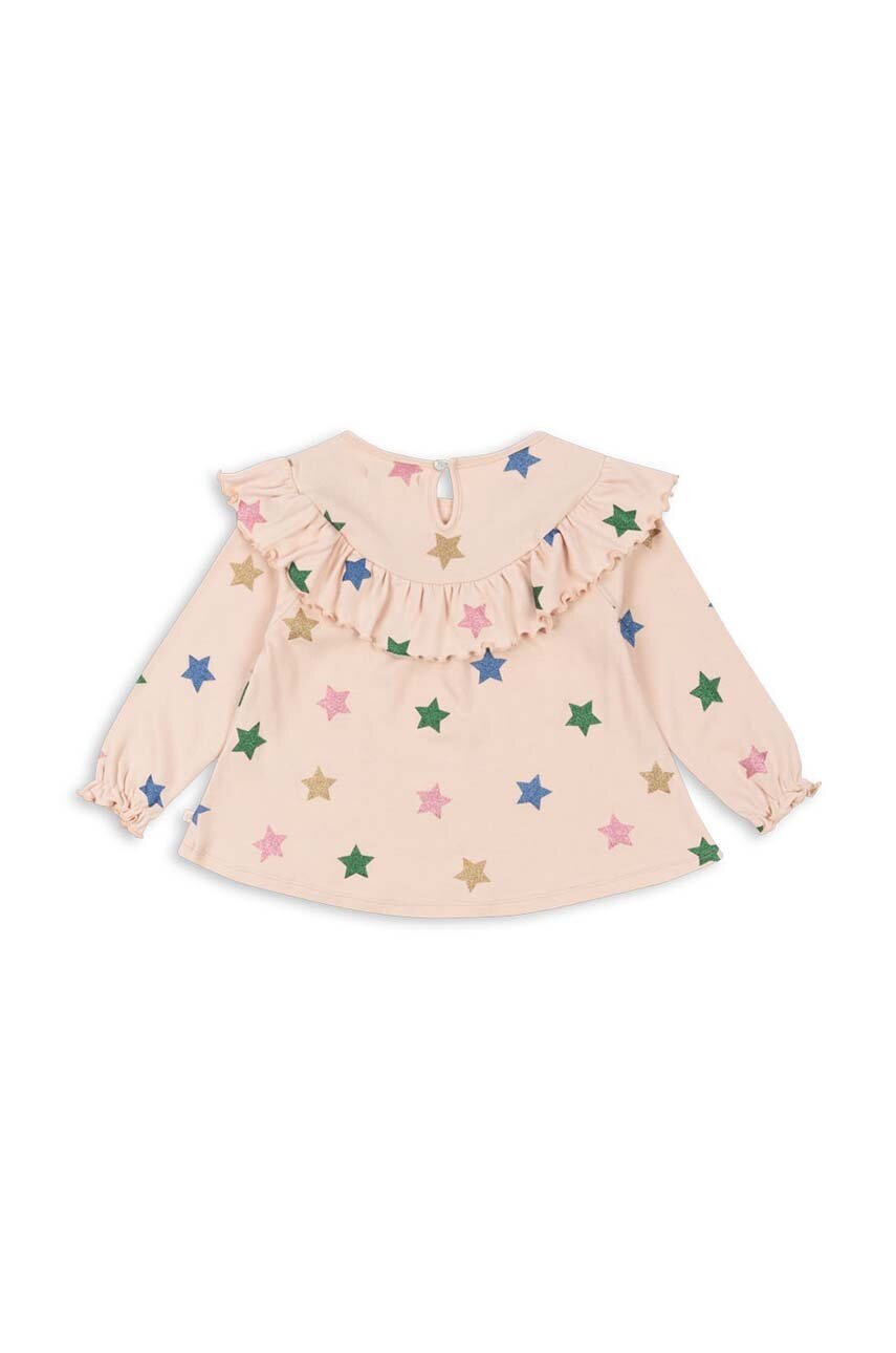 Детская хлопковая блузка Konges Sløjd MALLI GLITTER BLOUSE GOTS цвет бежевый узор KS101593