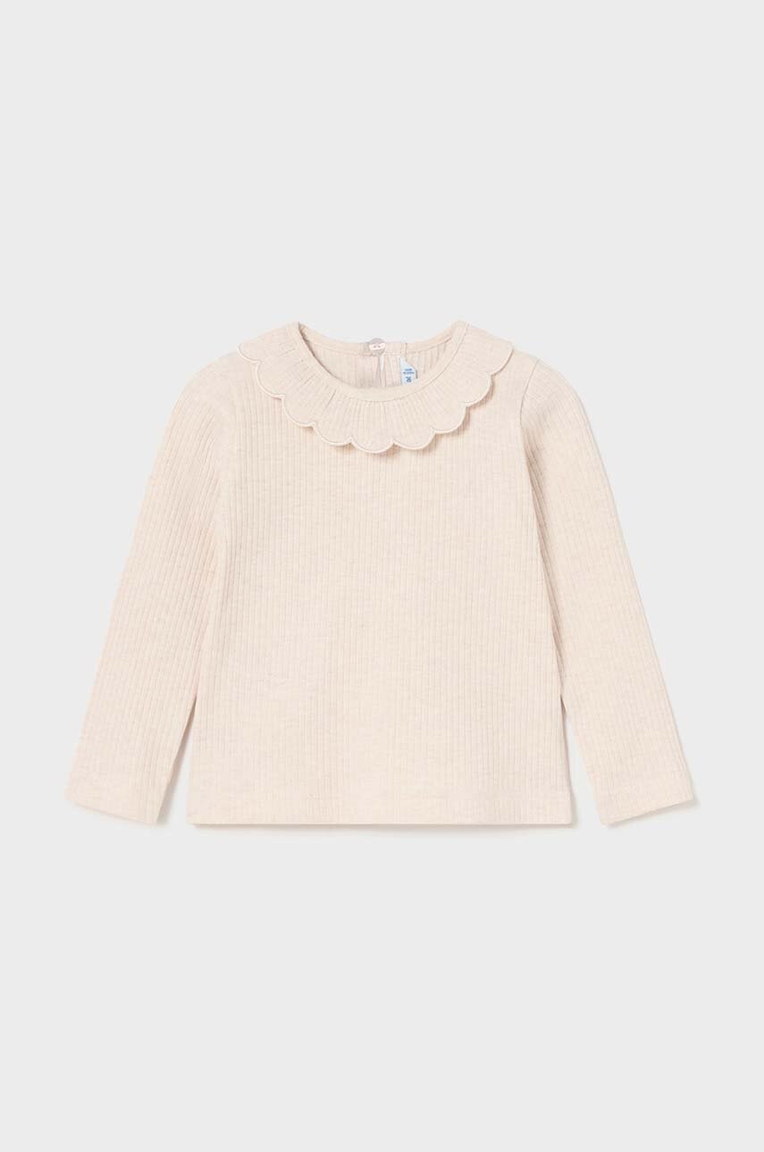 Mayoral bluza din bumbac pentru bebelusi culoarea bej, neted, 2051