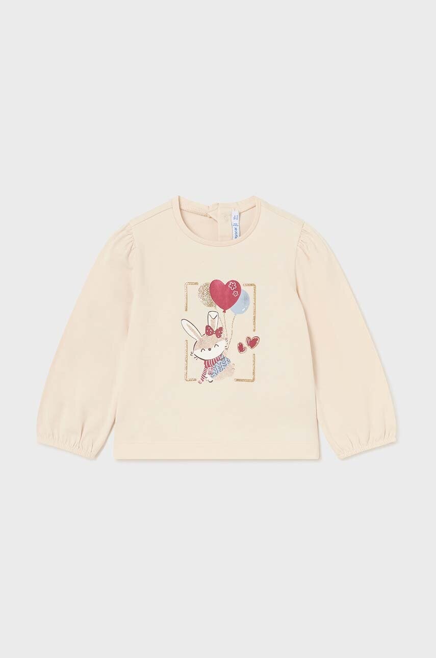 Mayoral bluza din bumbac pentru bebelusi culoarea bej, cu imprimeu, 2053