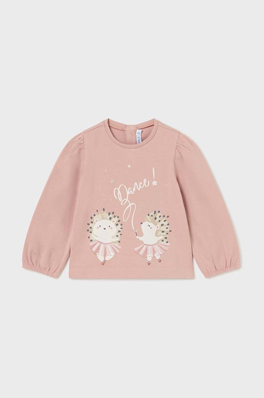 Mayoral bluza din bumbac pentru bebelusi culoarea roz, cu imprimeu, 2053