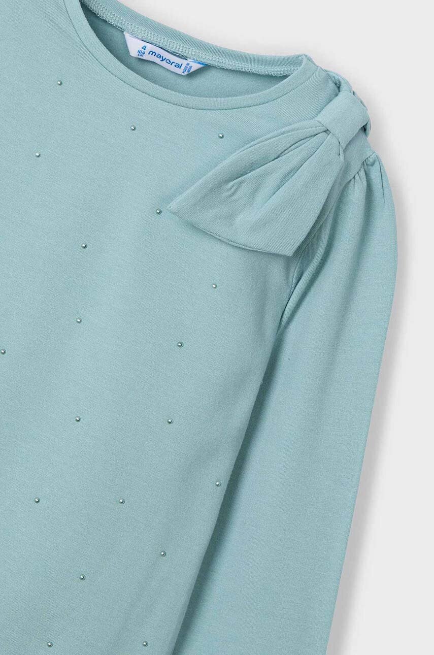 Детская блузка Mayoral цвет бирюзовый однотонная 4064 в Ивано-Франковске Детская блузка Mayoral цвет бирюзовый однотонная 4064 в Ивано-Франковске