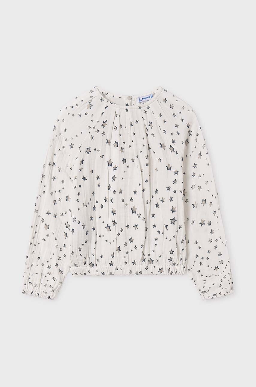 Детская хлопковая блузка Mayoral цвет бежевый узор 7191 в Херсоне Детская хлопковая блузка Mayoral цвет бежевый узор 7191 в Херсоне