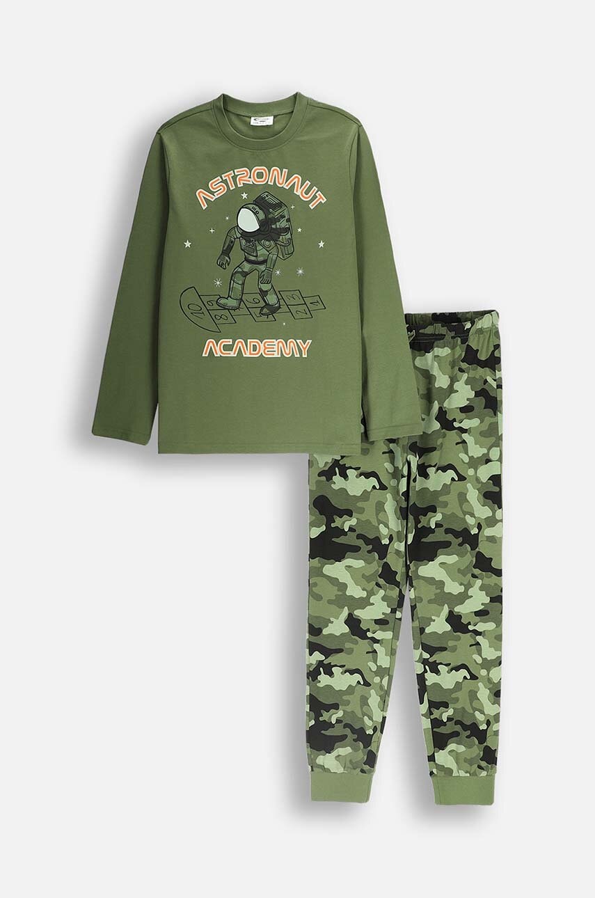 Coccodrillo pijamale de bumbac pentru copii culoarea verde, modelator, PYJAMAS Coccodrillo pijamale de bumbac pentru copii culoarea verde, modelator, PYJAMAS