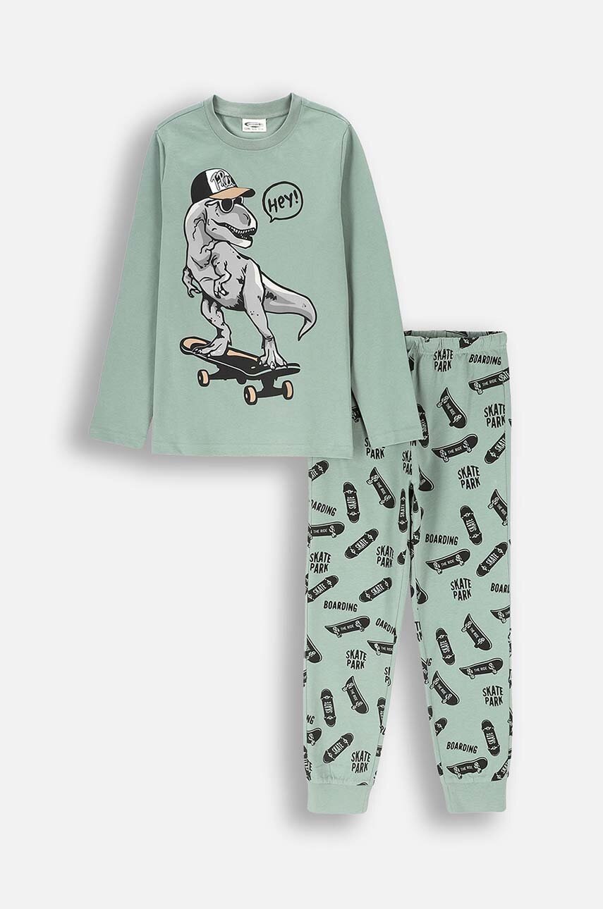 

Детска памучна пижама Coccodrillo в зелено с десен PYJAMAS, Зелен
