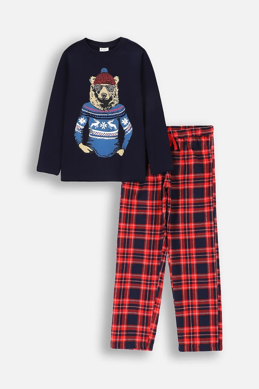 Coccodrillo pijamale de bumbac pentru copii culoarea bleumarin, cu imprimeu, PYJAMAS Coccodrillo pijamale de bumbac pentru copii culoarea bleumarin, cu imprimeu, PYJAMAS