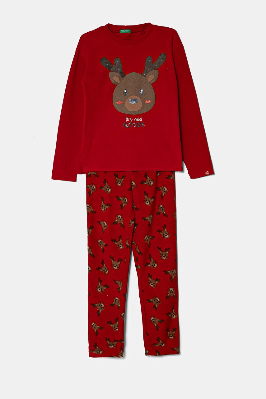 United Colors of Benetton pijama copii culoarea rosu, modelator, 3DFQ0P08N