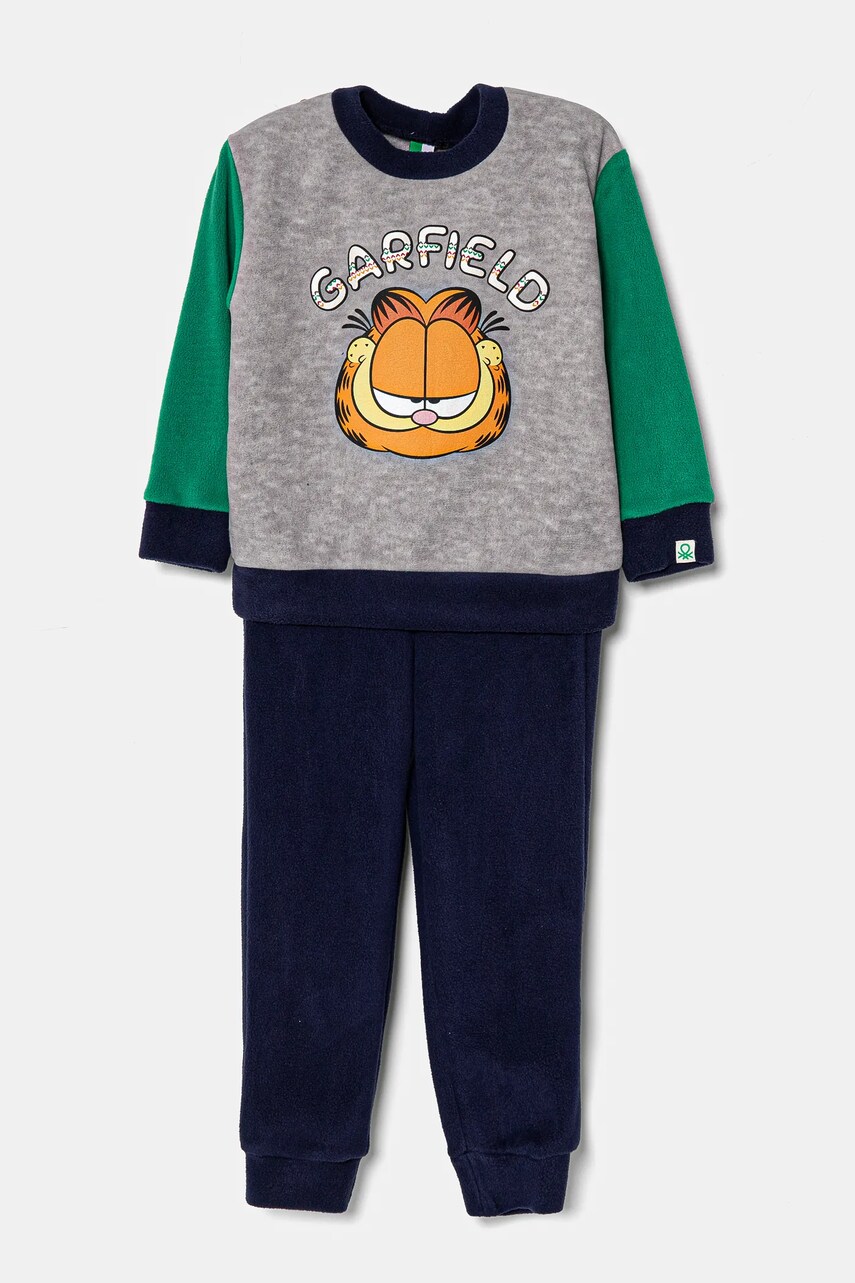 United Colors of Benetton pijama copii culoarea gri, cu imprimeu, 3JA40P07V