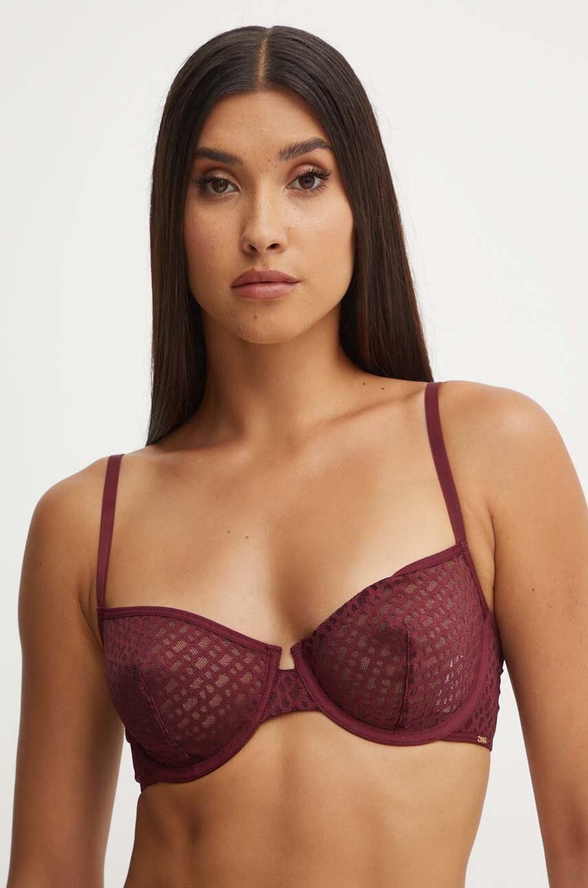 BOSS sutien culoarea bordo, neted, 50520359