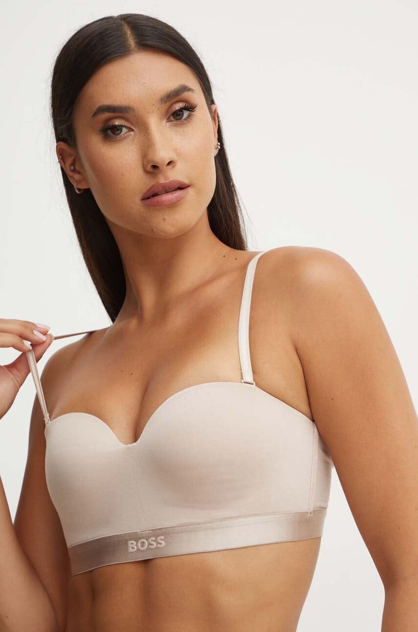 BOSS biustonosz PUSH-UP WIRELESS BEA kolor beżowy gładki 50520415