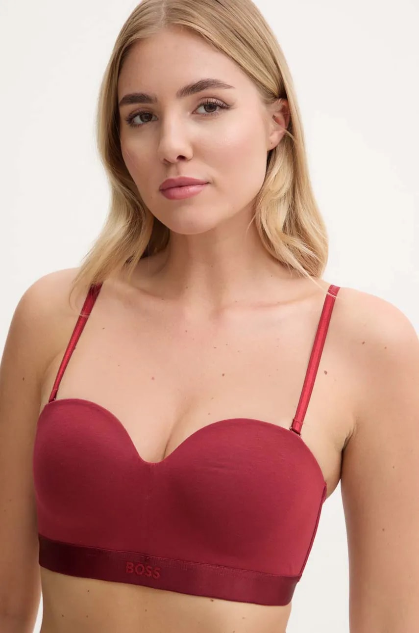 BOSS biustonosz PUSH-UP WIRELESS BEA kolor czerwony gładki 50520415