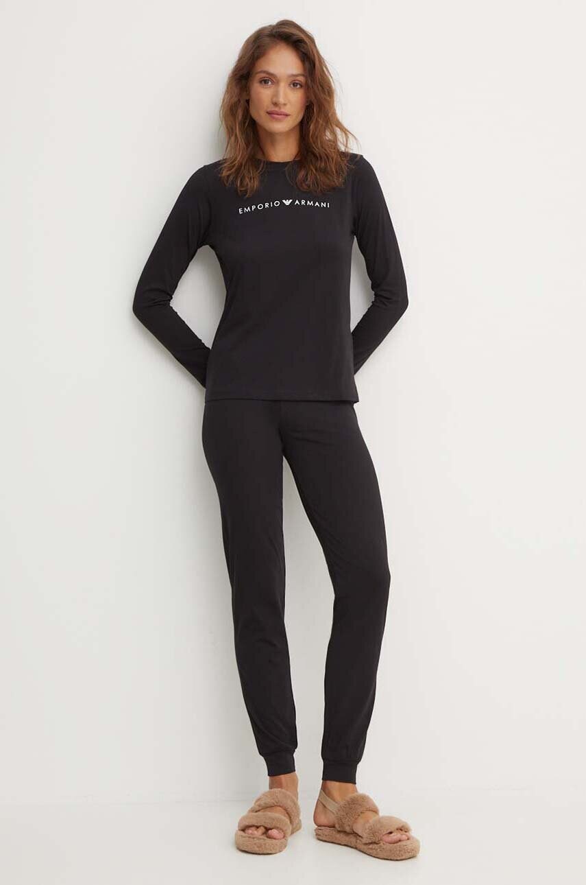 

Памучна пижама Emporio Armani Underwear в черно от памук 164729 4F227, Черен