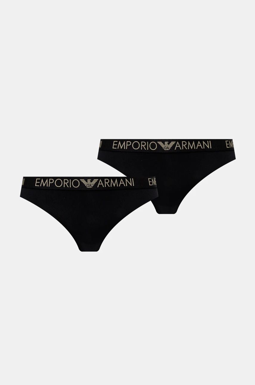 Emporio Armani Underwear tanga 2-pack culoarea negru, 163333 4F235