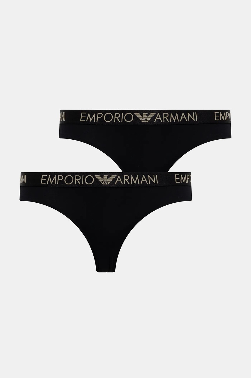Emporio Armani Underwear tanga 2-pack culoarea negru, 163337 4F235
