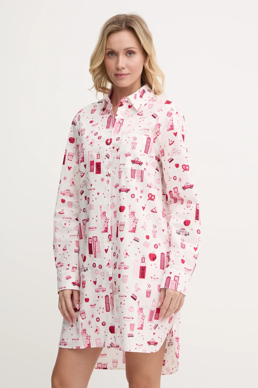 

Памучна нощница Dkny в бяло от памук YI30037, Бял