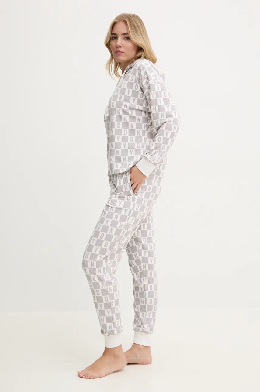 Dkny pijama femei, culoarea gri, YI80022