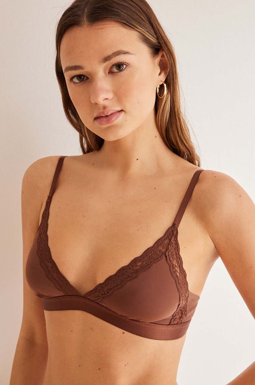 

Сутиен women'secret INVISIBLE HELANKAS в кафяво от дантела с изчистен дизайн 5667849, Кафяв