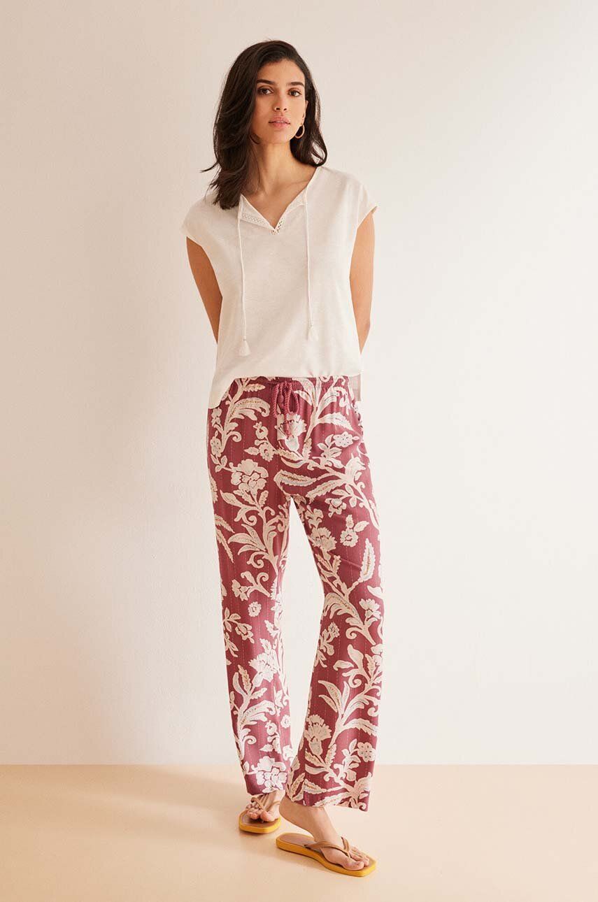 women'secret pantaloni de pijama MIX AND MATCH ORIGINS femei, culoarea bordo, 3707215