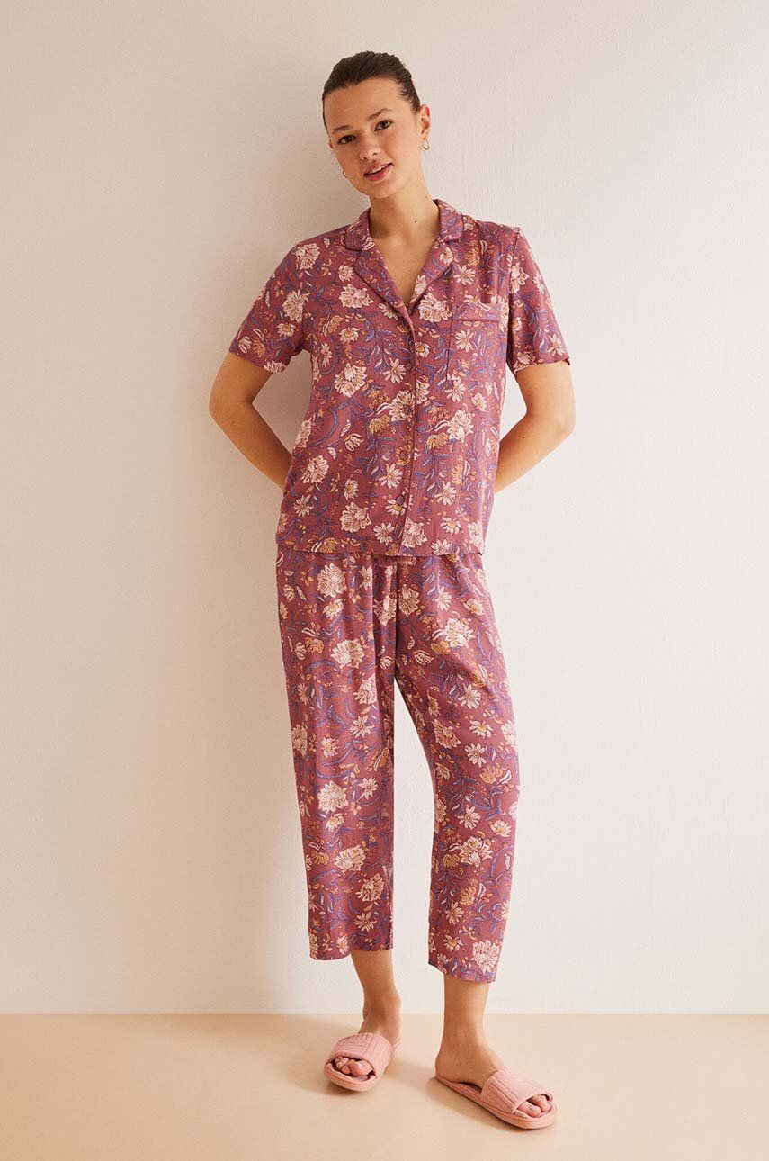 women'secret pijama MIX AND MATCH ORIGINS femei, culoarea bordo, 4857426