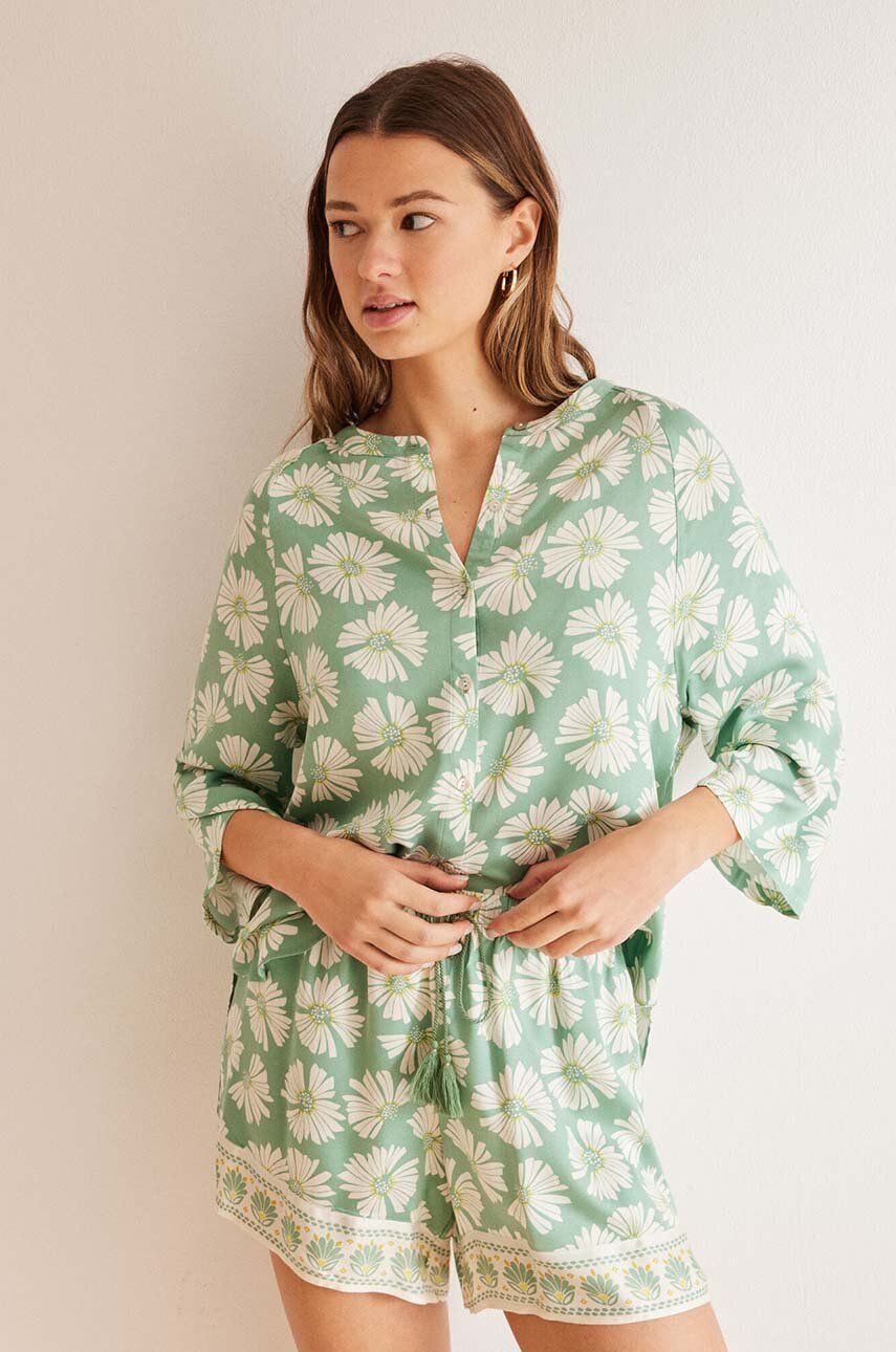 women'secret pijama CITRIC SUMMER femei, culoarea verde, 3597404
