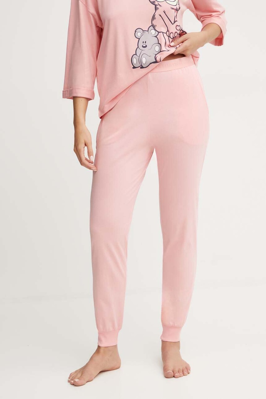 

Памучно долнище на пижама United Colors of Benetton в розово от памук 30963F03K, Розов