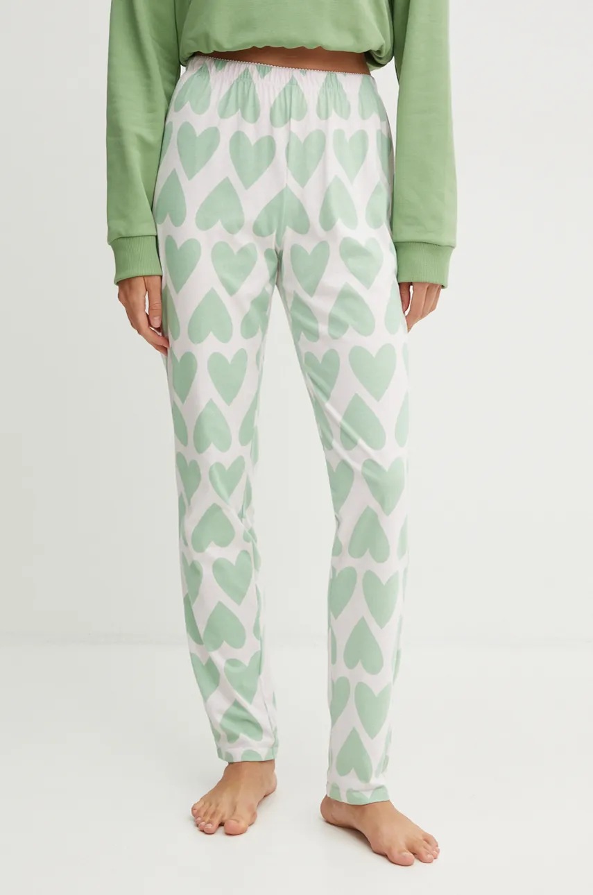 

Памучно долнище на пижама United Colors of Benetton в зелено от памук 3MR73F03H, Зелен