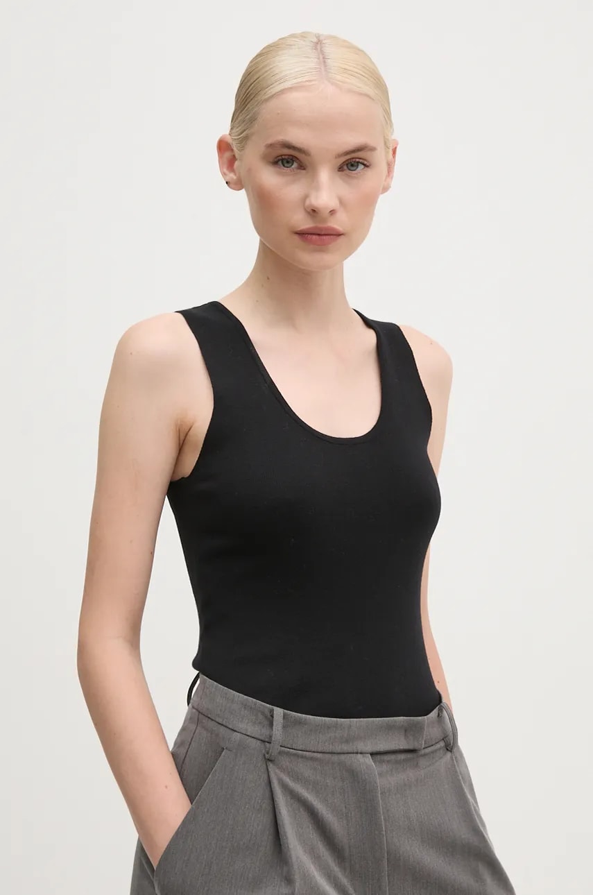 United Colors of Benetton top din bumbac culoarea negru, 10943H00B