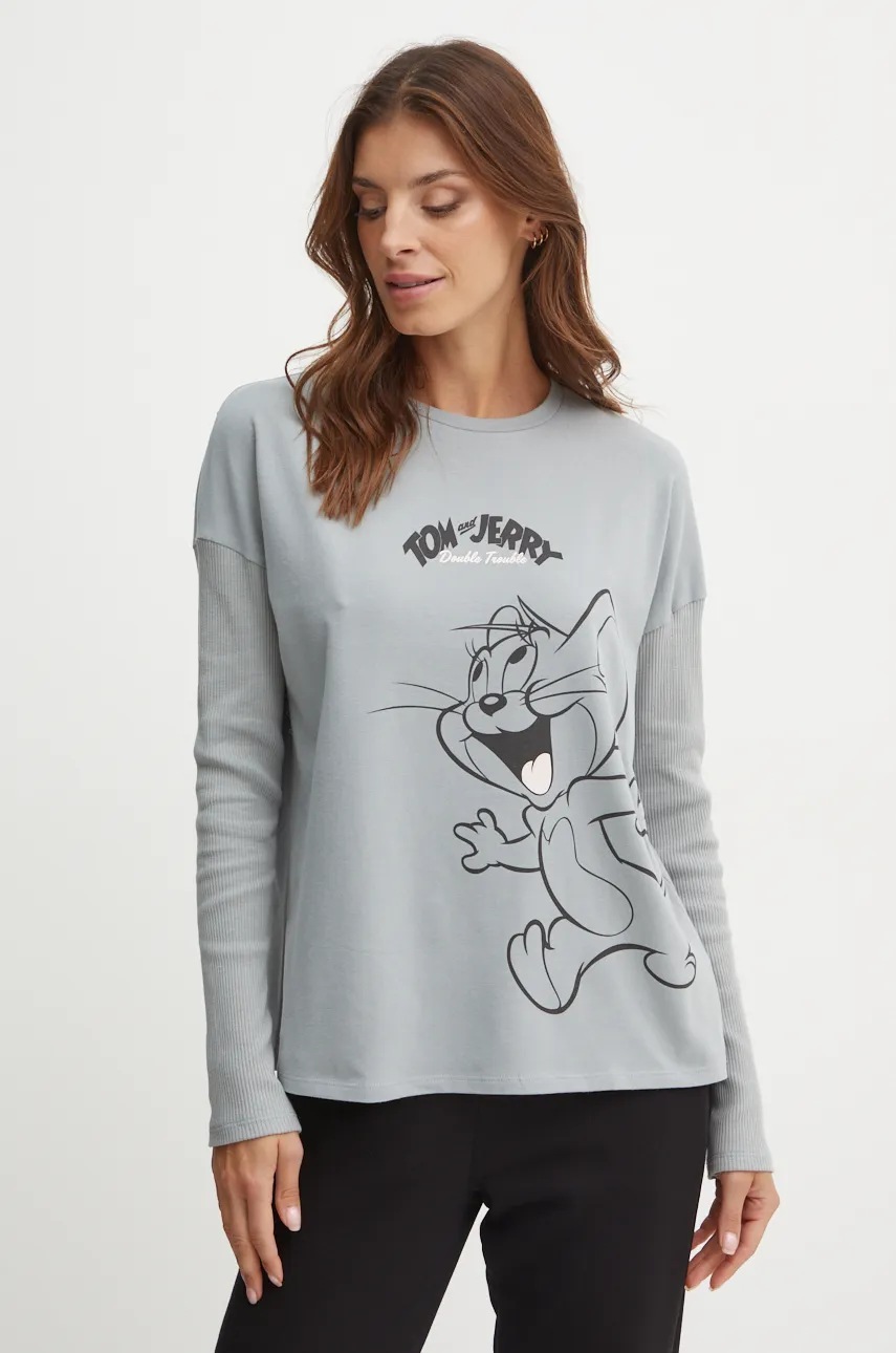 

Горнище на пижама с дълги ръкави United Colors of Benetton x TOM&JERRY в сиво 3DKE3M06D, Сив