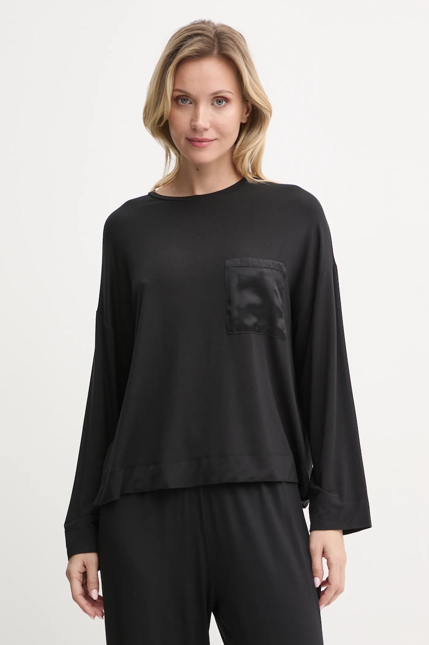 United Colors of Benetton longsleeve de pijama culoarea negru, 3ZEW3M06P United Colors of Benetton longsleeve de pijama culoarea negru, 3ZEW3M06P