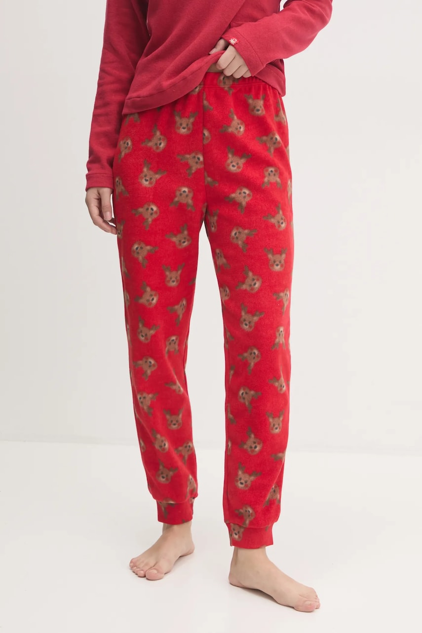 United Colors of Benetton pantaloni de pijama femei, culoarea rosu, 3XGC3F03W United Colors of Benetton pantaloni de pijama femei, culoarea rosu, 3XGC3F03W