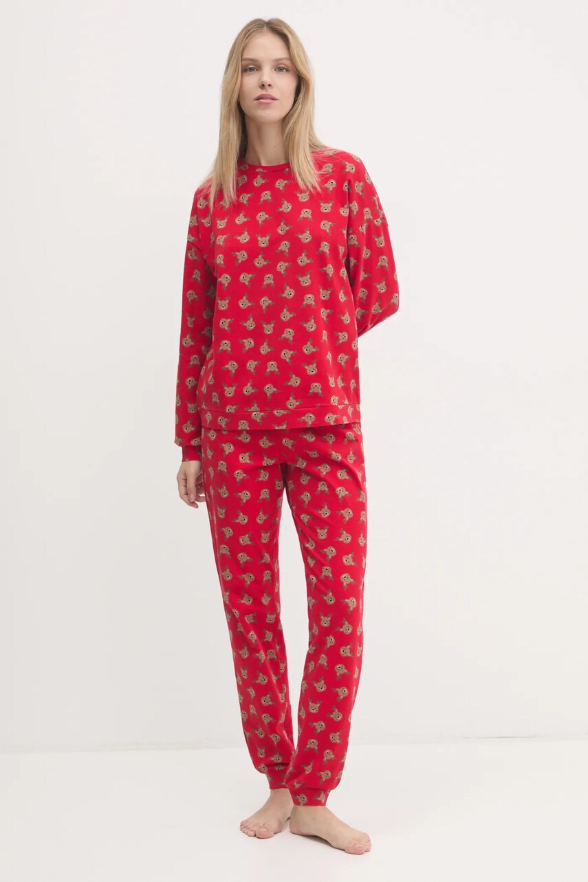 United Colors of Benetton pijama femei, culoarea rosu, 38DK3P03L