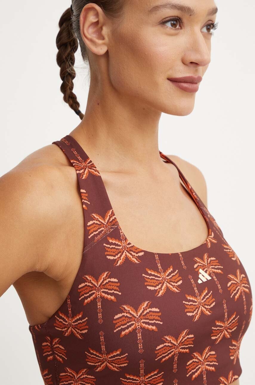 adidas Performance sutien sport x FARM Rio culoarea maro, modelator, JE4031