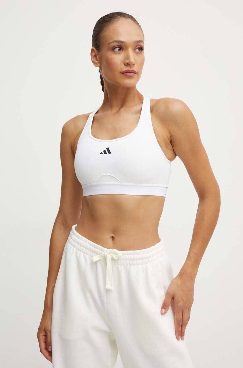 adidas Performance sutien sport PowerReact culoarea alb, JG1405