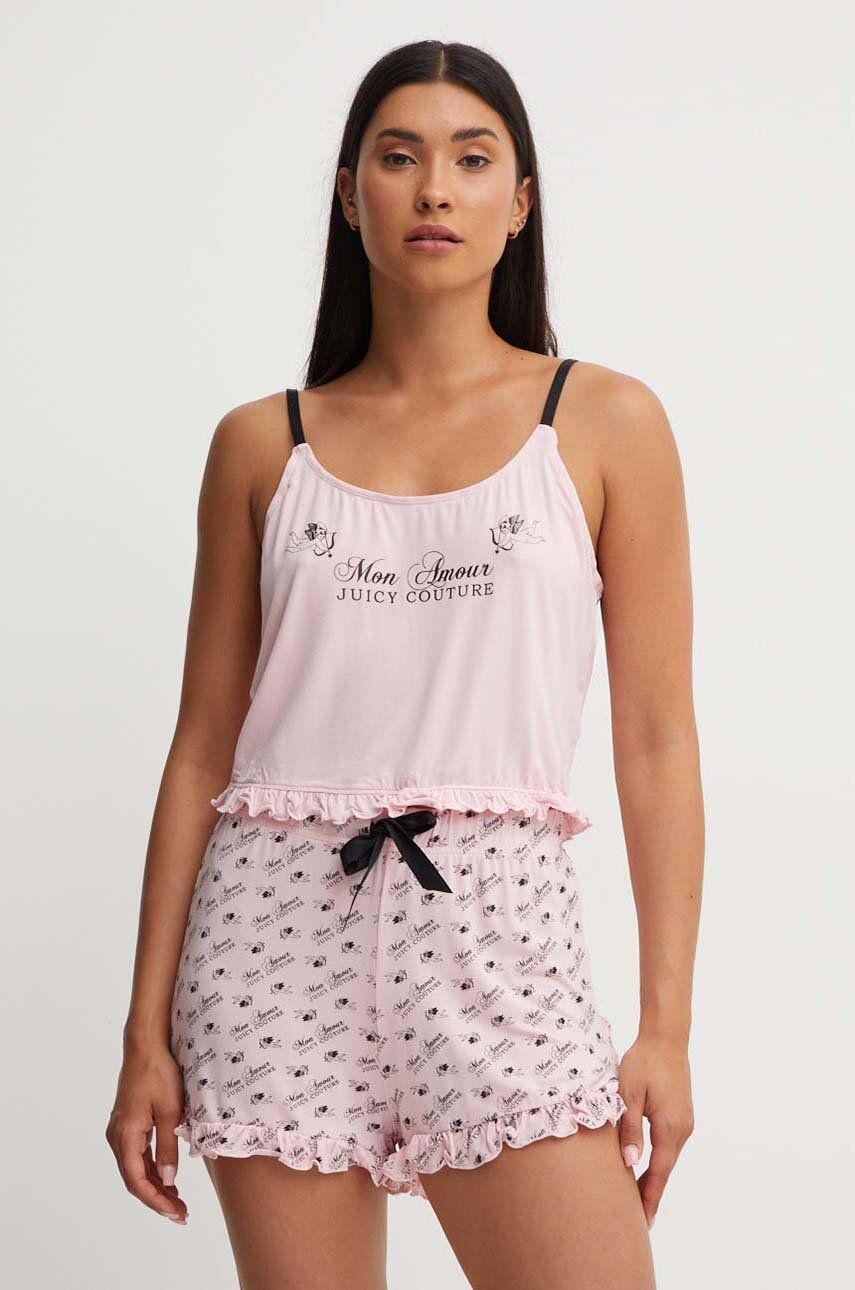 Juicy Couture pantaloni scurti de pijama CHERUB FELIX SHORTS femei, culoarea roz, JCLPB224509