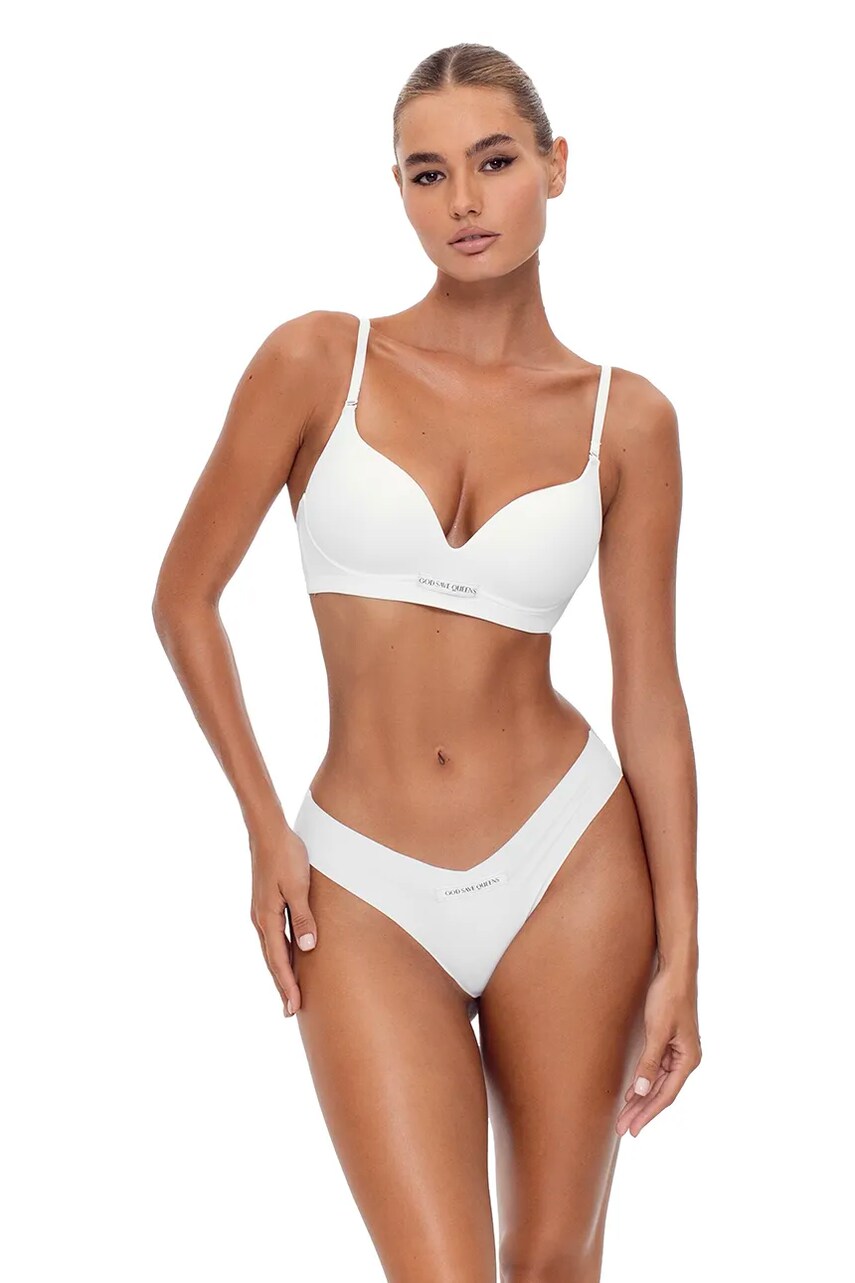 GOD SAVE QUEENS chiloti brazilieni SECOND SKIN PANTY CHEEKY culoarea alb, GSQ-135-121