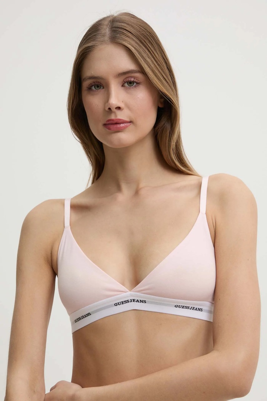 

Сутиен Guess Jeans в бяло с меланжов десен W4BZ32 KBBU1, Розов