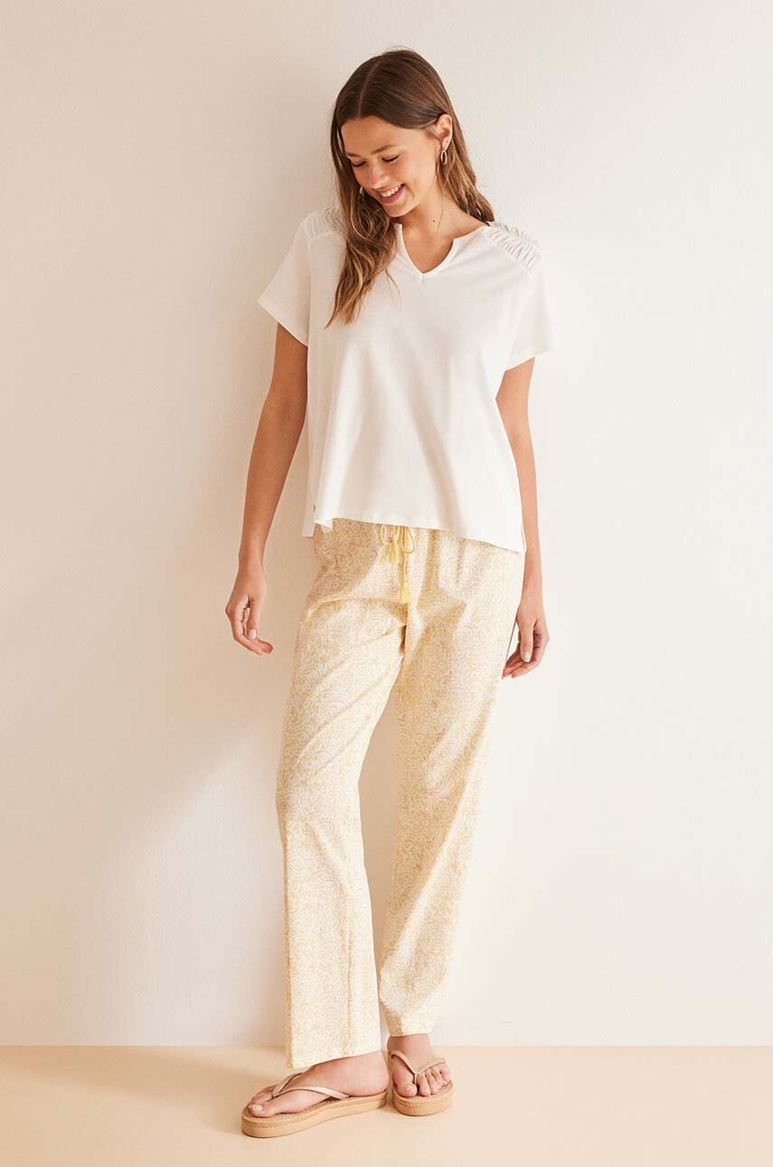 

Памучна пижама women'secret DAILY BOHO в бяло от памук 3598021, Бял