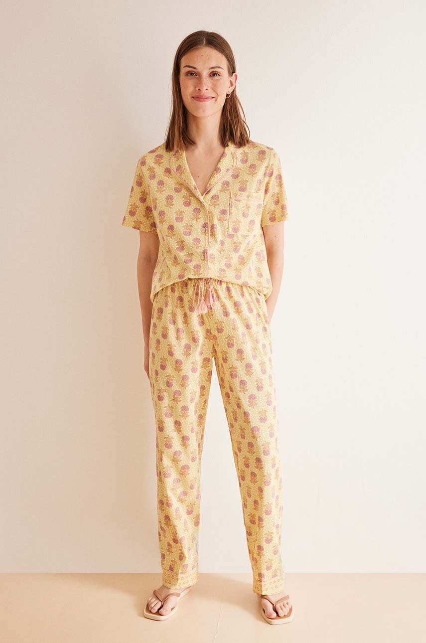 

Памучна пижама women'secret DAILY BOHO в жълто от памук 3598030, Жълт