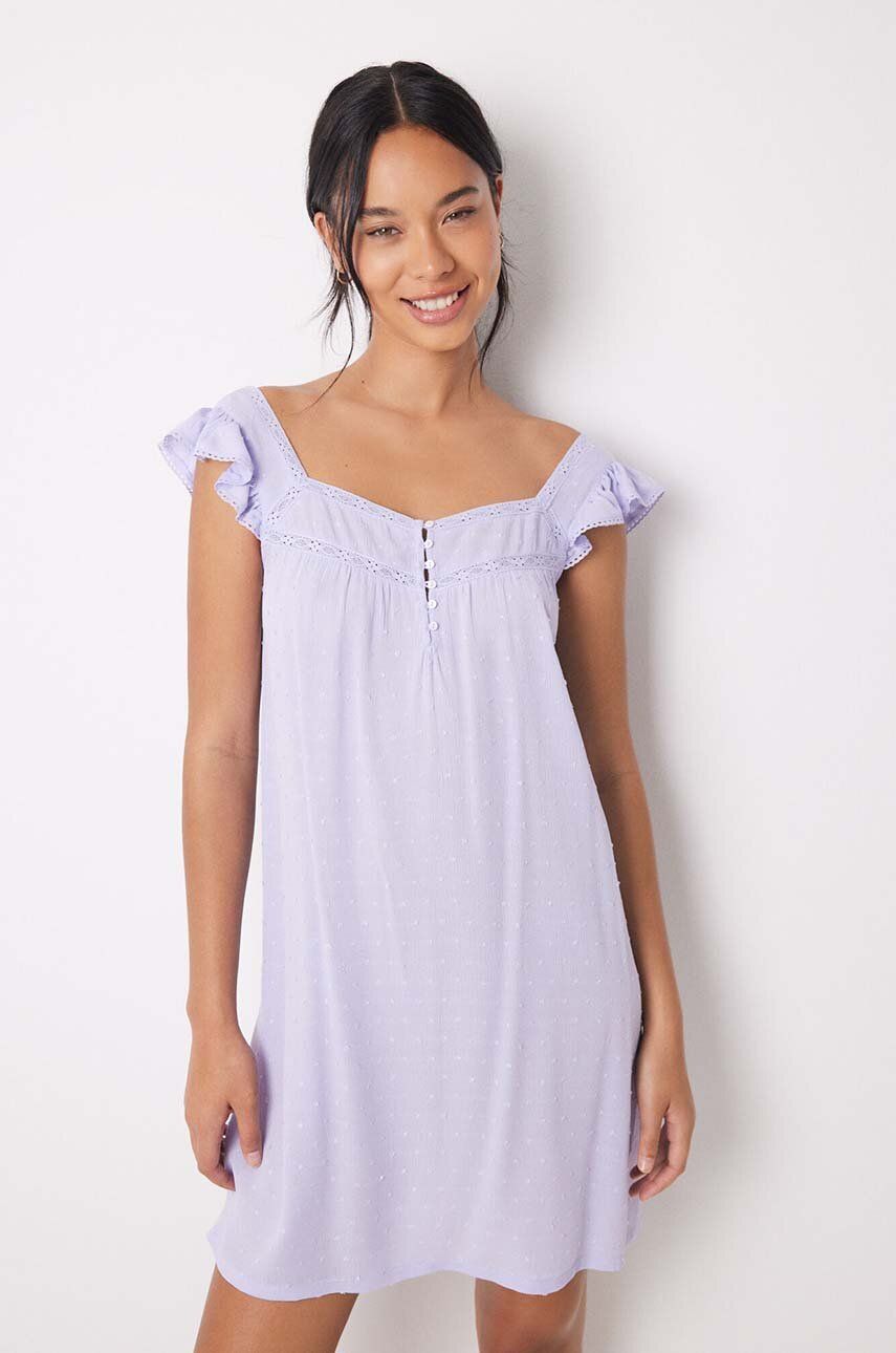 women'secret camasa de noapte COTTON SET femei, culoarea violet, 4368524