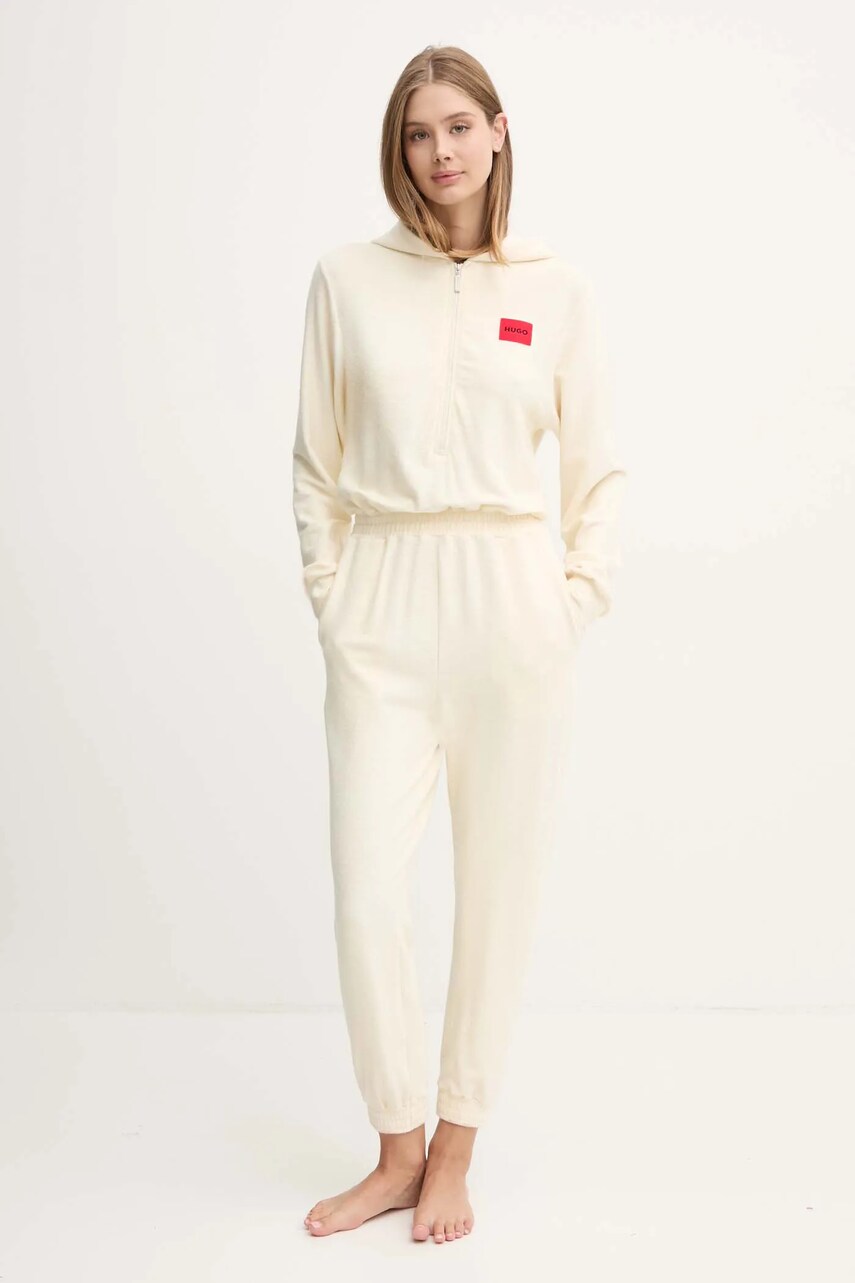 HUGO salopeta pijama culoarea bej, 50523415